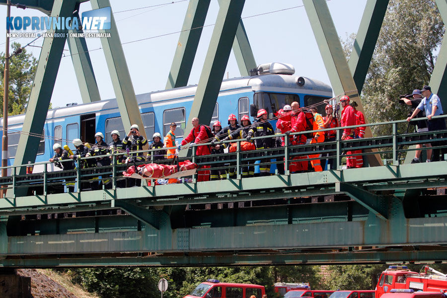 Vježba spašavanja na željezničkome mostu preko rijeke Drave kod Botova // Foto: Koprivnica.net