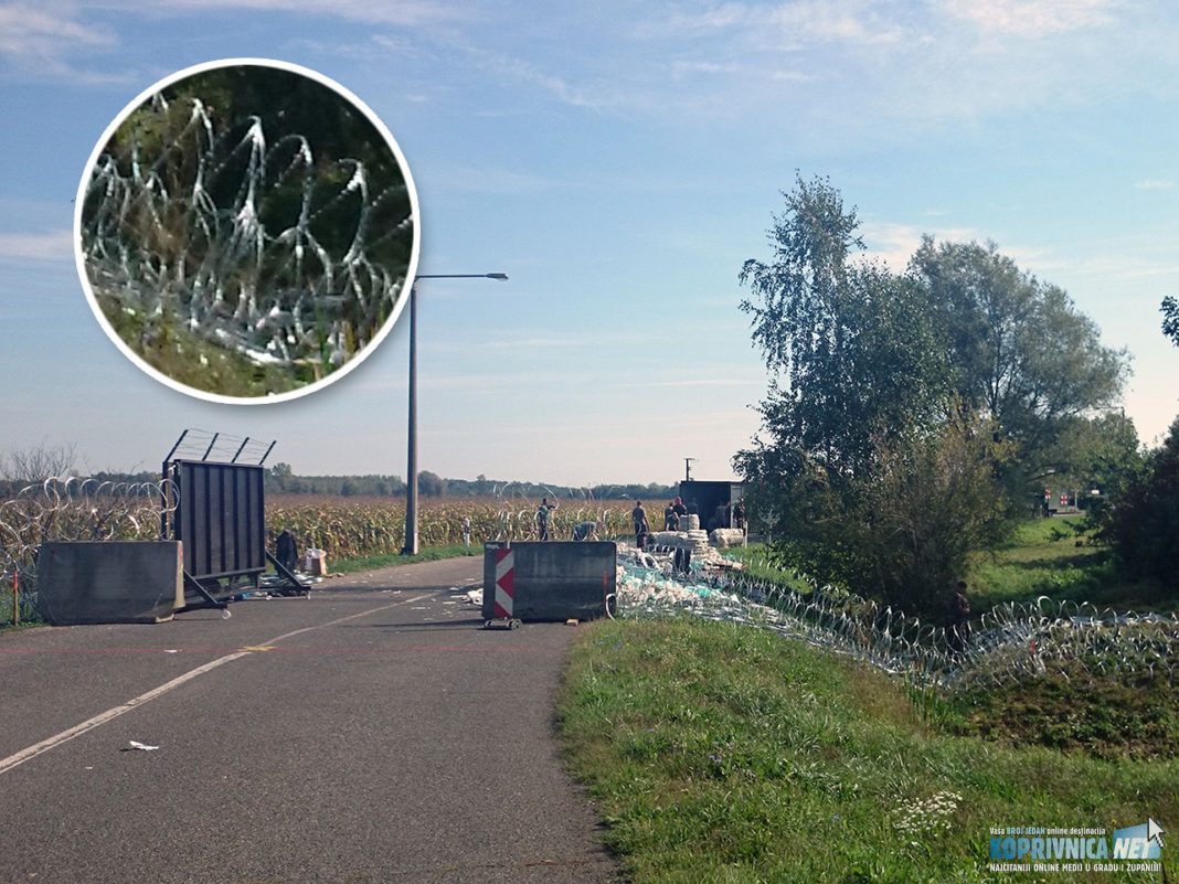 Mađarska vojska najprije je žičanu ogradu postavila kraj graničnog prijelaza u Goli // Foto: Koprivnica.net