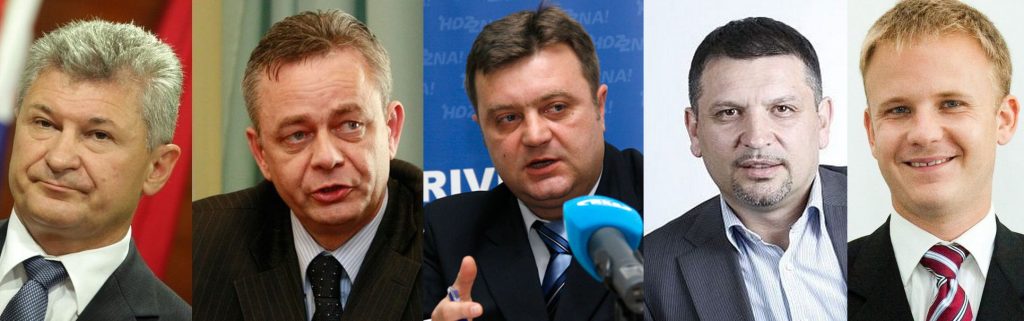 Branko Hrg i Darko Koren (HSS), Darko Sobota (HDZ), nezavisni Željko Lacković i Mišel Jakšić (SDP)