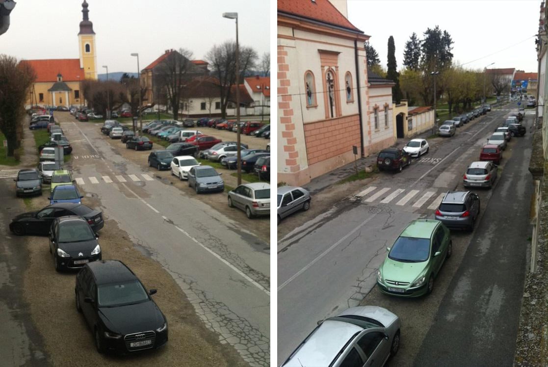 Parkiranje u Esterovoj na Uskrs 2015. godine // Foto: Grad Koprivnica