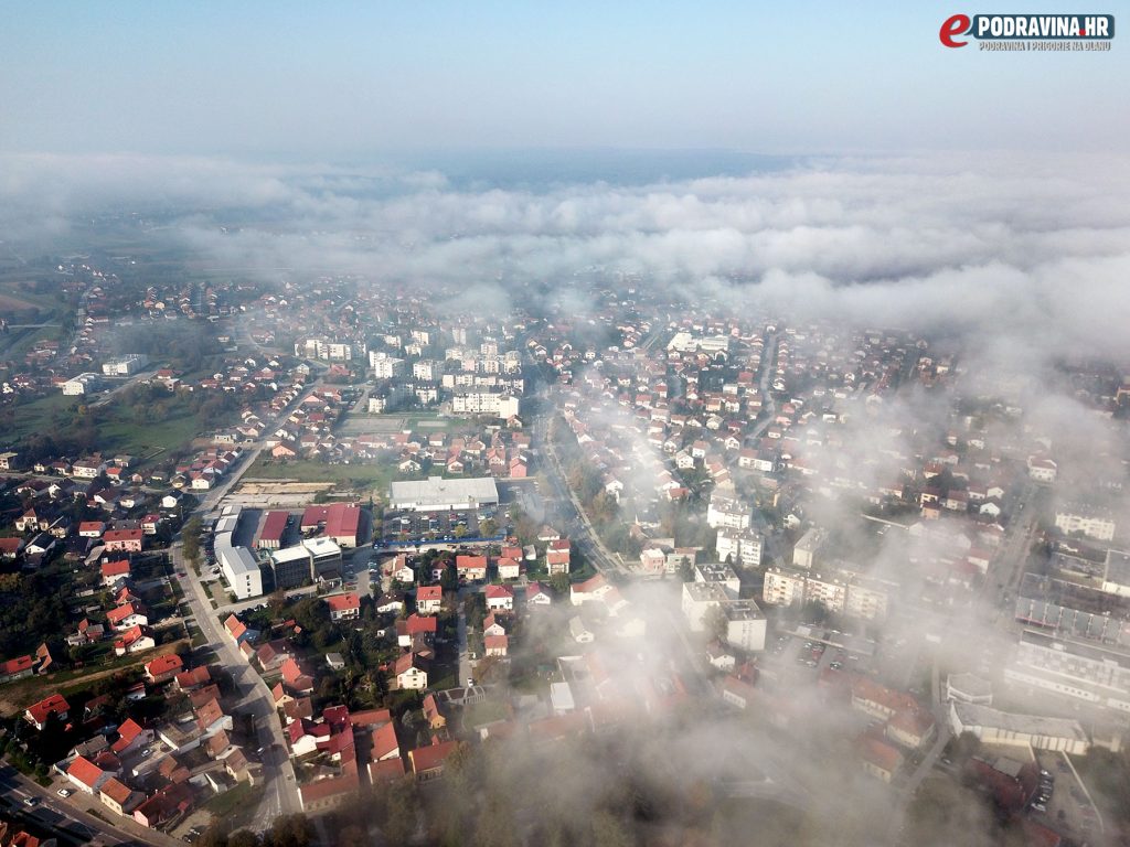 Magla iznad Koprivnice iz zraka