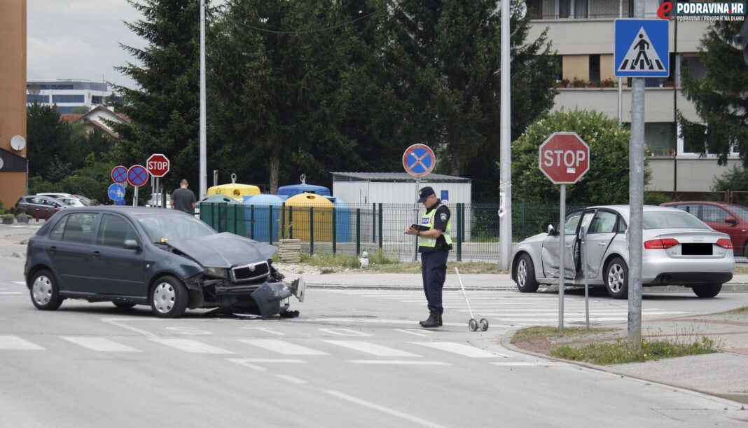 prometna nesreća, strossmayerova ulica, policajac, policija, očevid, audi, škoda